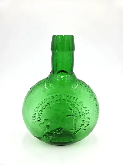 Vintage Wheaton Green Glass Clinton Store Glass Works Museum Bottle Middlesex Canal MA