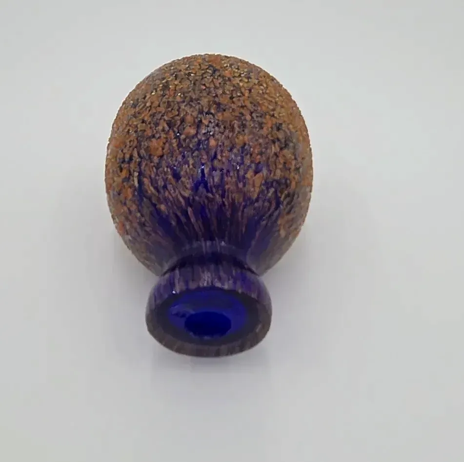Vintage Hand-Blown Art Glass Bud Vase / Perfume Bottle – Cobalt Blue Cased Glass, Amber Frit, Cut Window