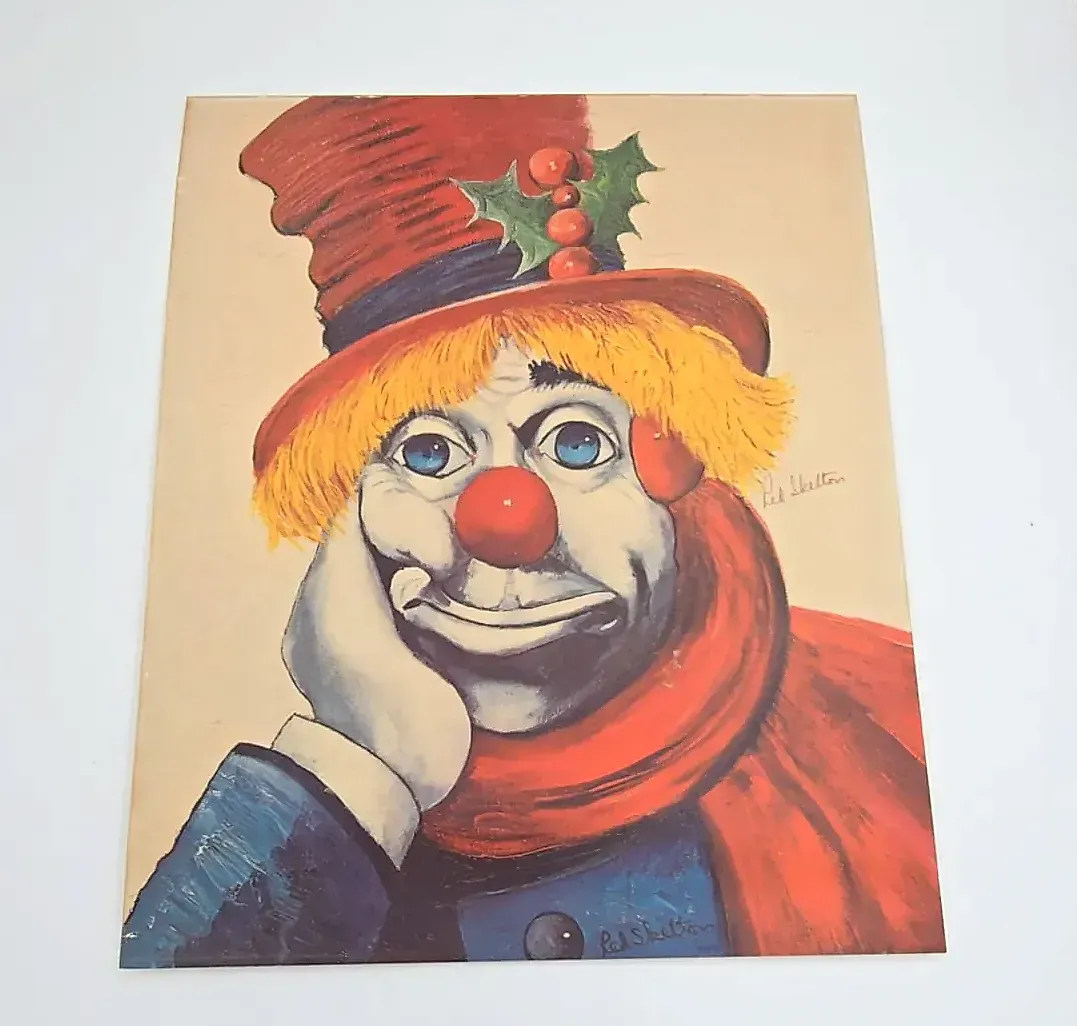Vintage 1972 Red Skelton "Holly Clown" Signed Framed Art Print Lithograph — maker's mark