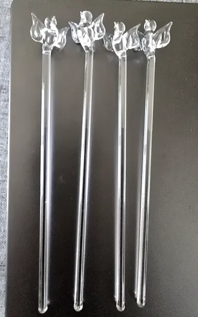 Vintage Hand Blown Glass Bird Swizzle Sticks Cocktail Drink Stirrers Set of 4