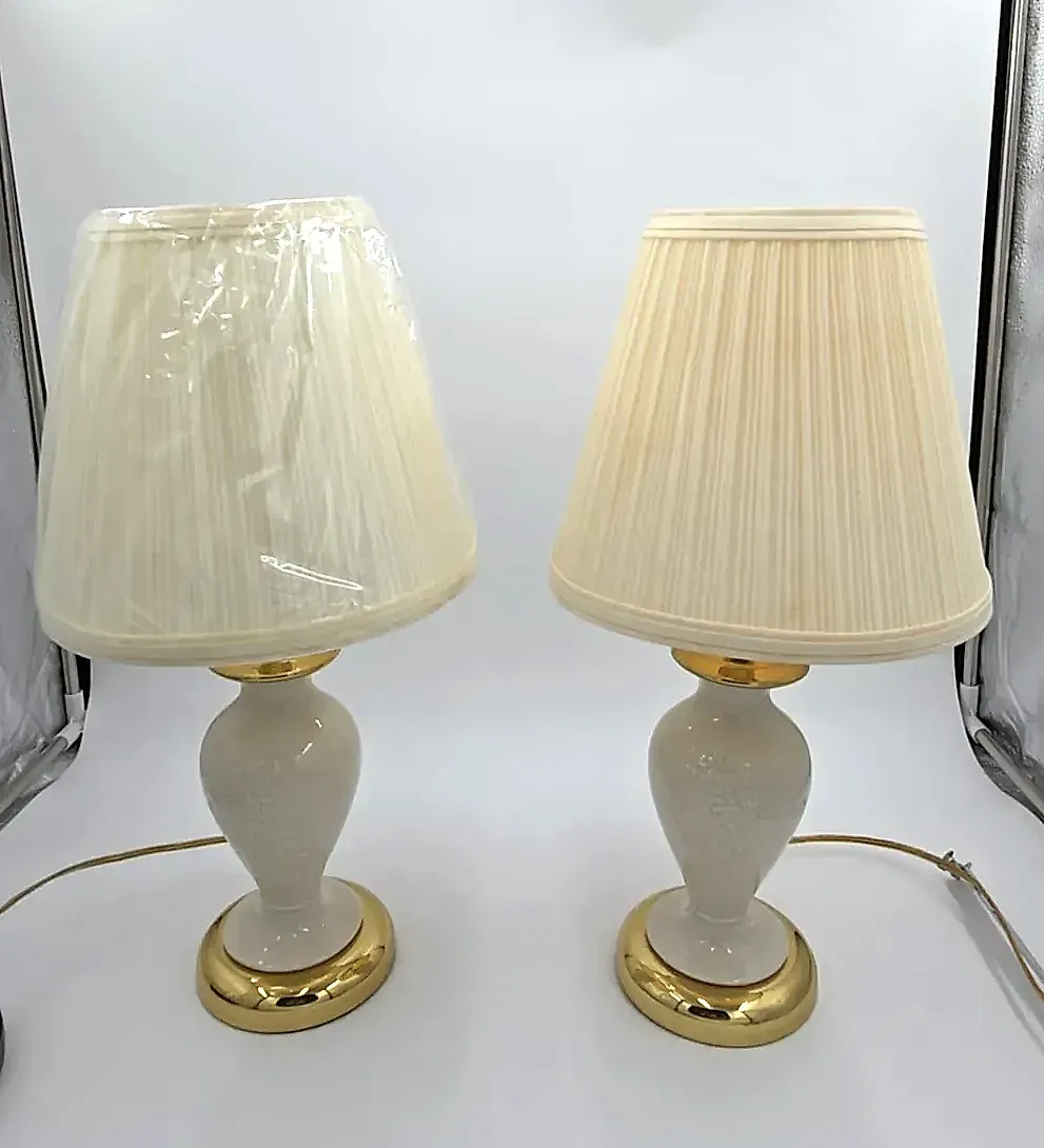 Vintage Lenox Fruits of Life Porcelain Brass Table Lamps Pair  Works