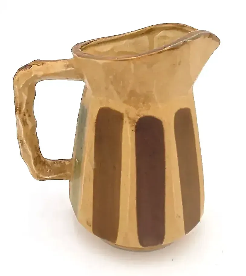 Vintage MCM Art Pottery Creamer Pitcher Earth Tone Drip Glaze Japan