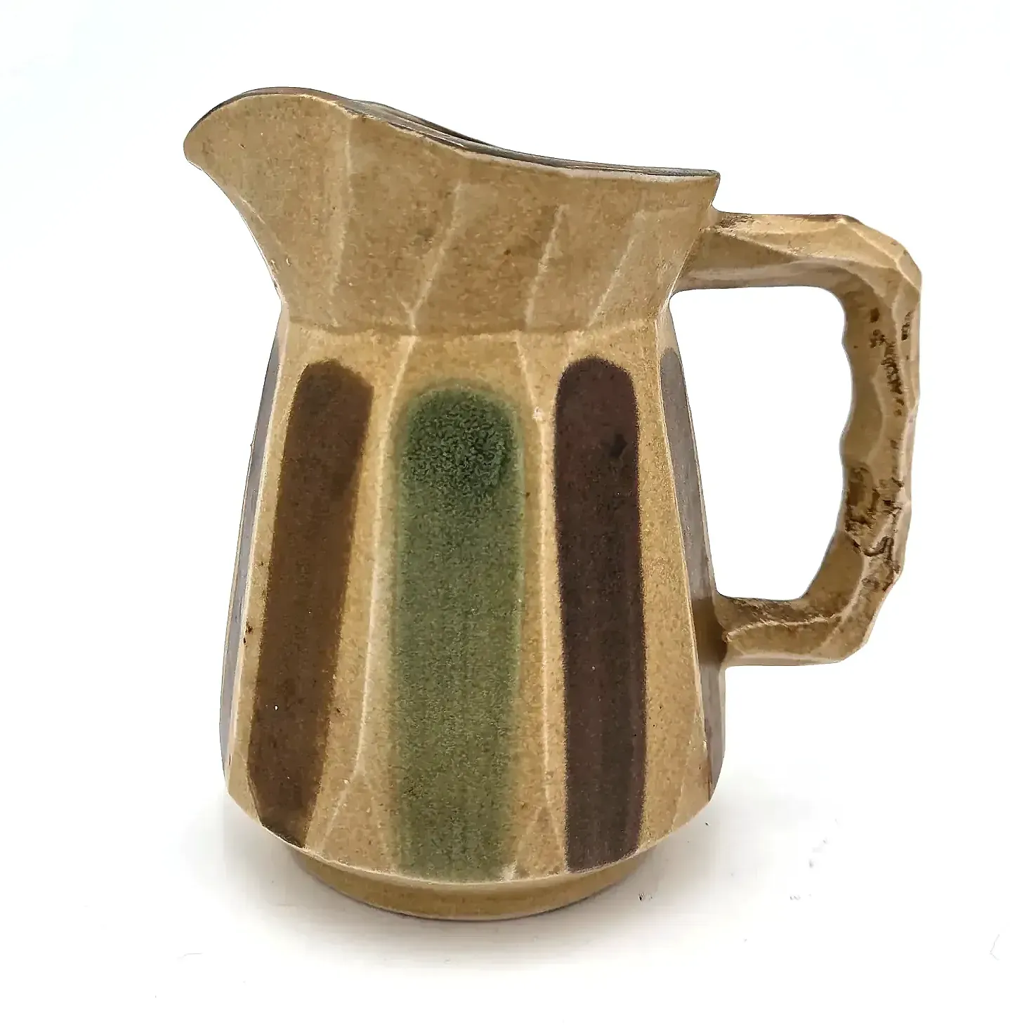 Vintage MCM Art Pottery Creamer Pitcher Earth Tone Drip Glaze Japan