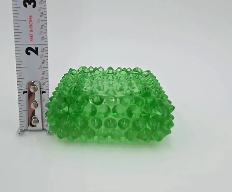 Vintage Green Hobnail Glass Square Tealight Candle Holder Votive