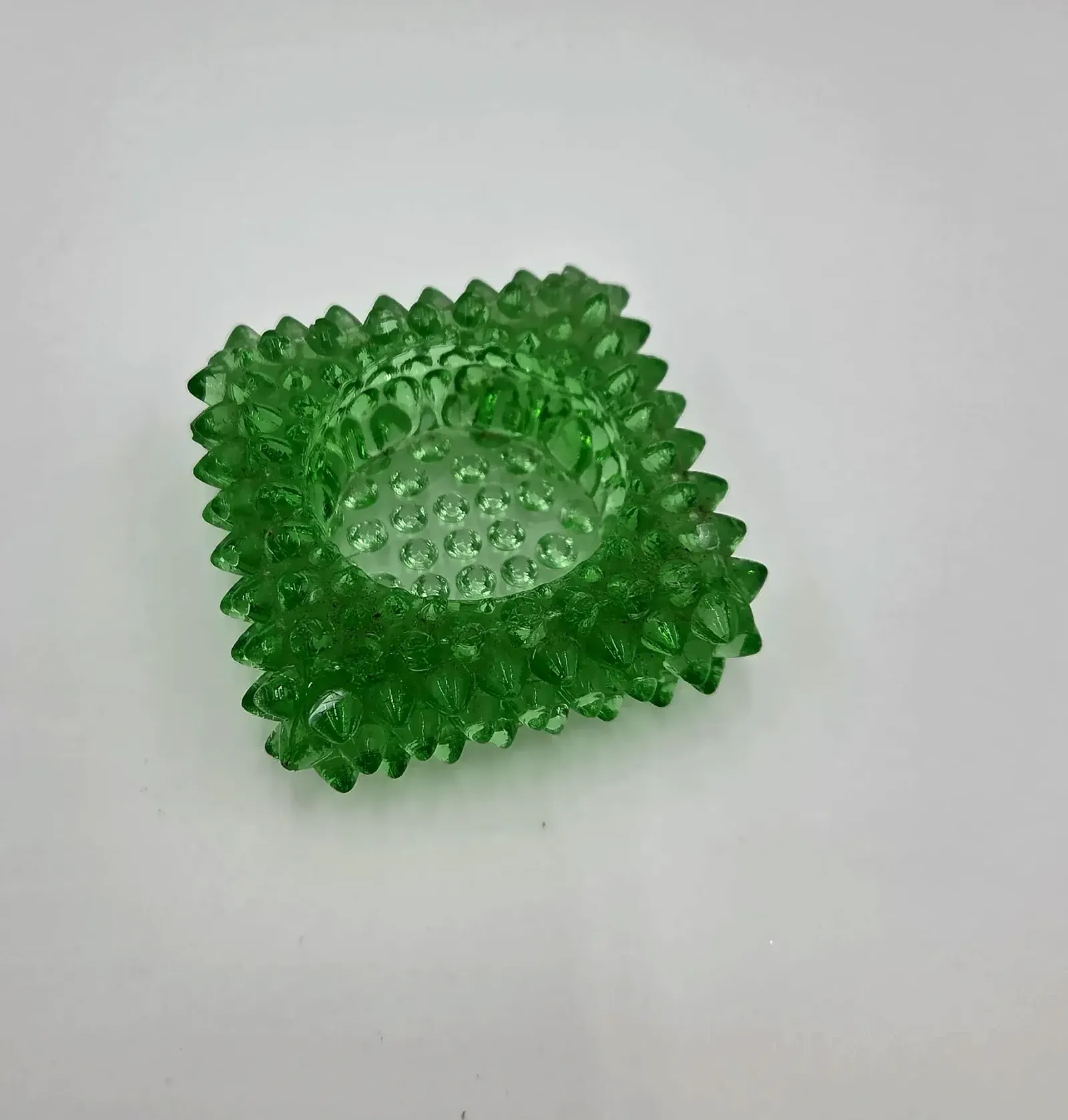 Vintage Green Hobnail Glass Square Tealight Candle Holder Votive