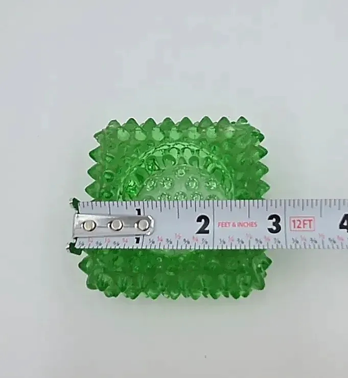 Vintage Green Hobnail Glass Square Tealight Candle Holder Votive