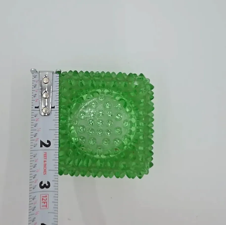 Vintage Green Hobnail Glass Square Tealight Candle Holder Votive