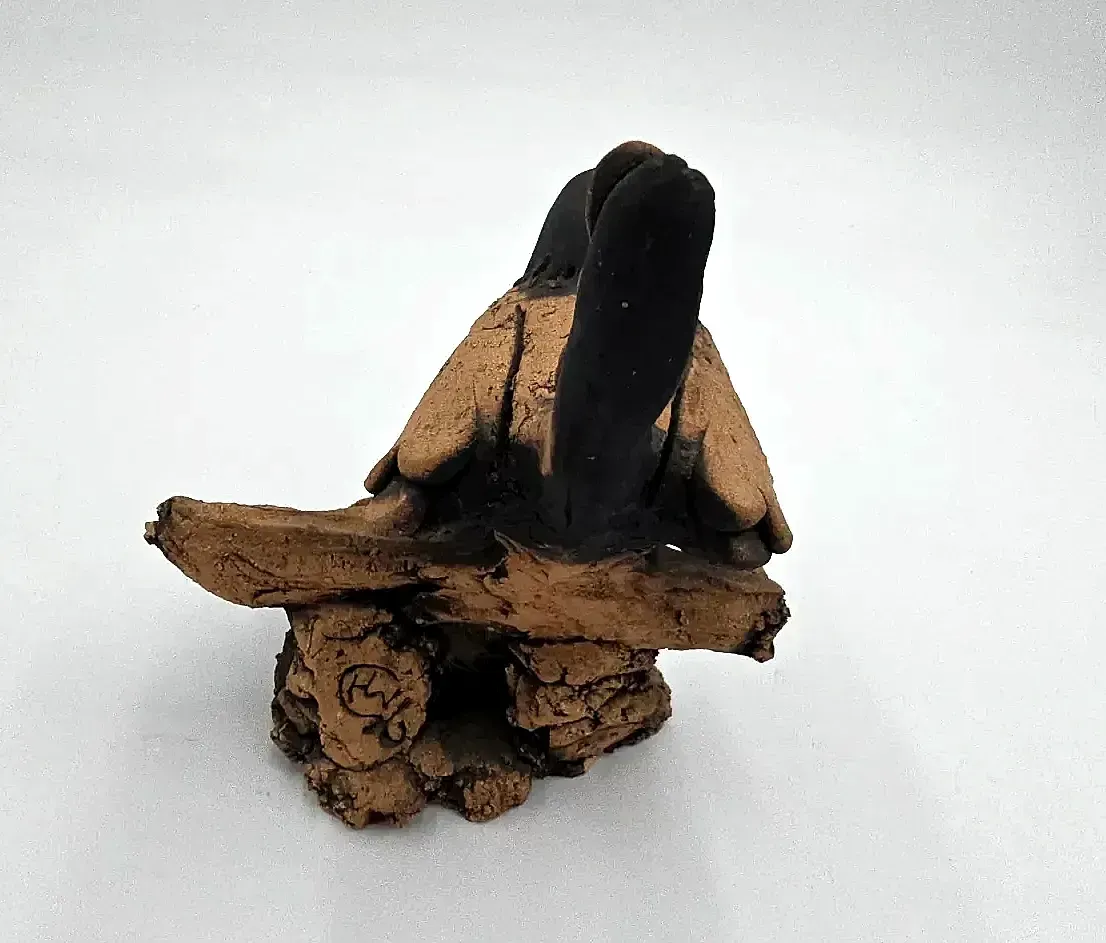 VTG Harry Whyte Australian Studio Pottery Bird Nest Figurine Signed — maker's mark