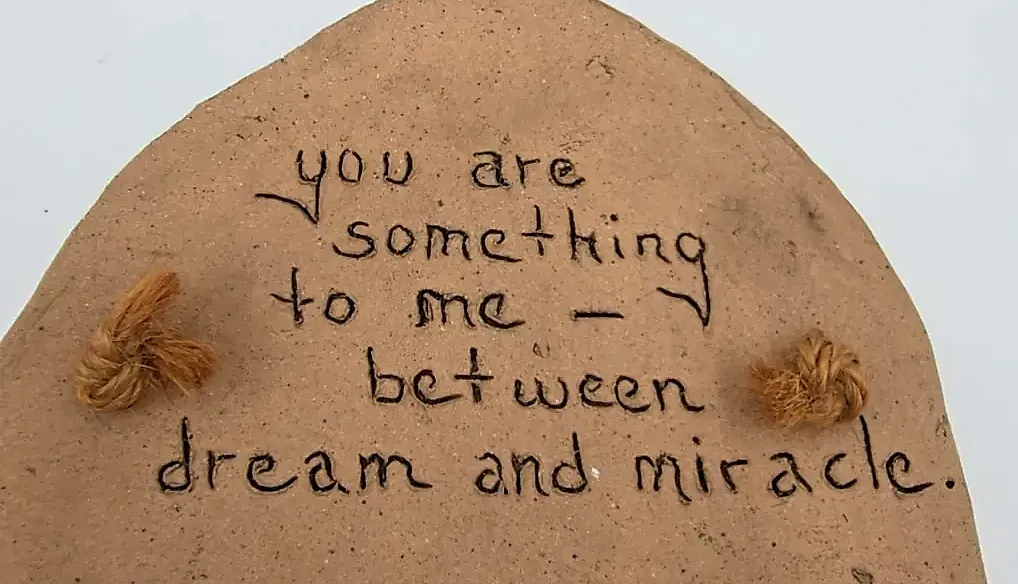 Handmade Studio Pottery Angel Wall Pocket Folk Art Quote Planter Vase — maker's mark