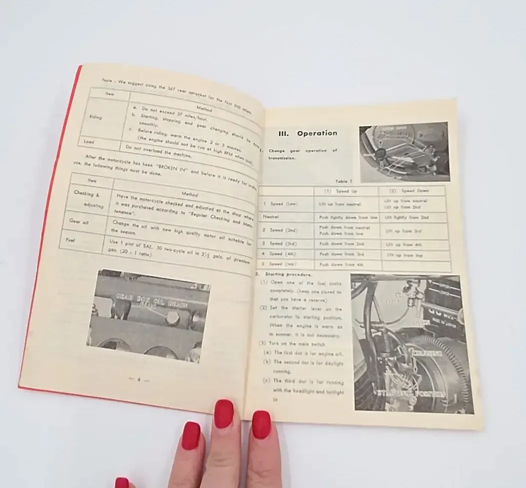 Vintage Hodaka 100-B Owners Hand Book Illustrated Parts List Manual Original — detail