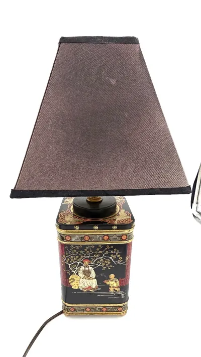 Vintage Chinoiserie Tea Tin Canister Table Lamp – Made in England Tin