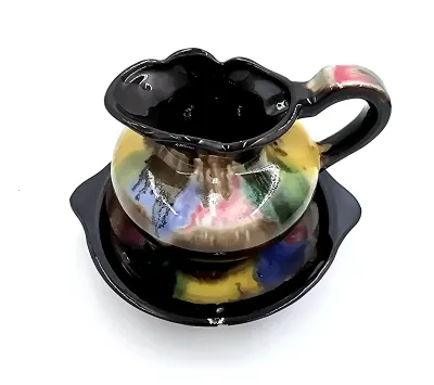 Vintage Brinns Pittsburgh Drip Glaze Mini Pitcher and Bowl Set Psychedelic Japan