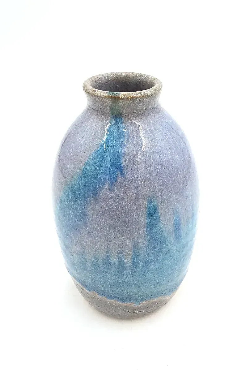 Signed Vintage Studio Art Pottery Drip Glaze Stoneware Bud Vas