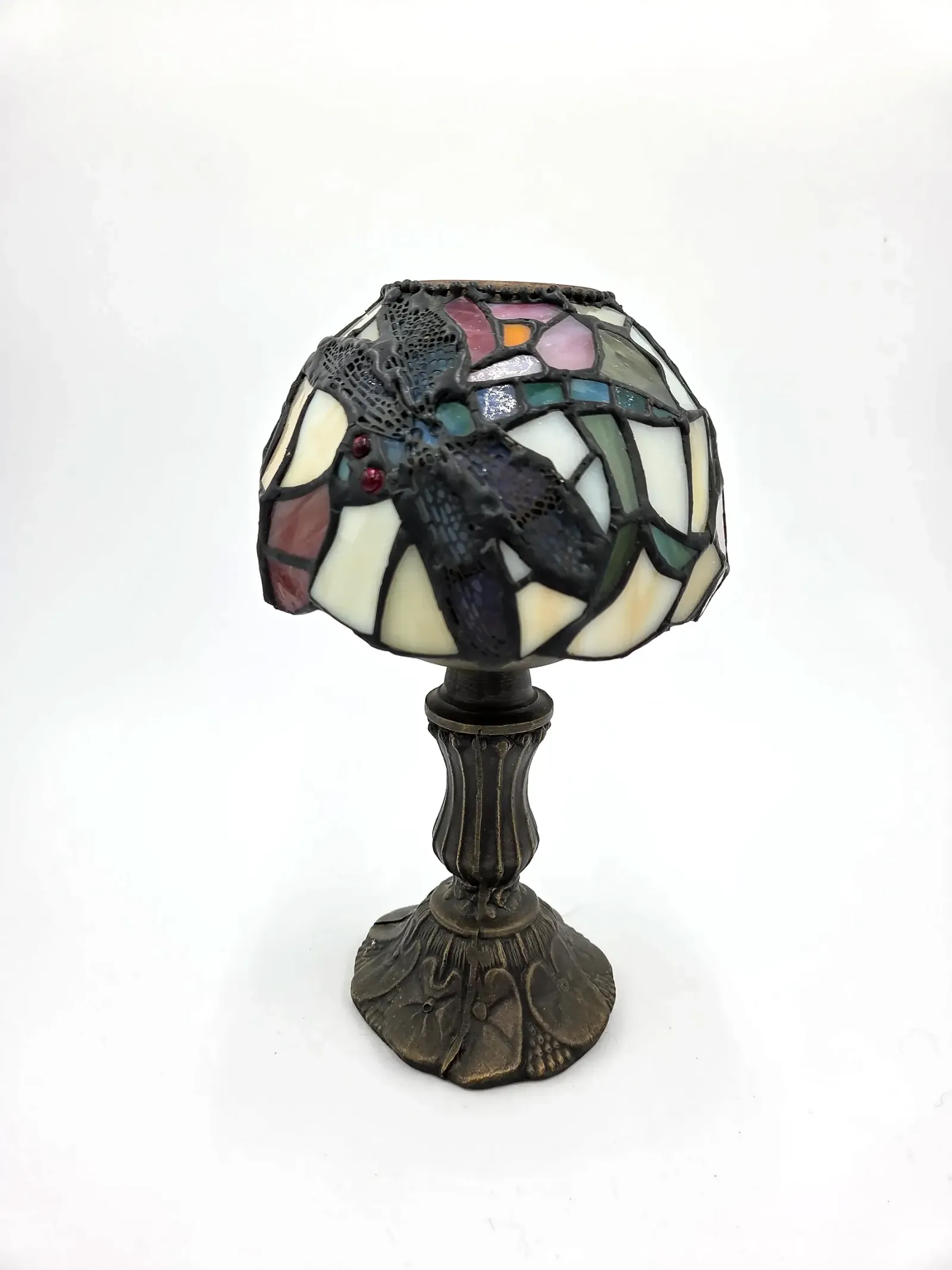 Tiffany Style Dragonfly Stained Glass Accent Lamp Tea Light Candle Holder Decor