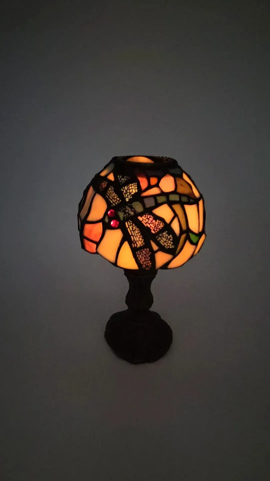 Tiffany Style Dragonfly Stained Glass Accent Lamp Tea Light Candle Holder Decor