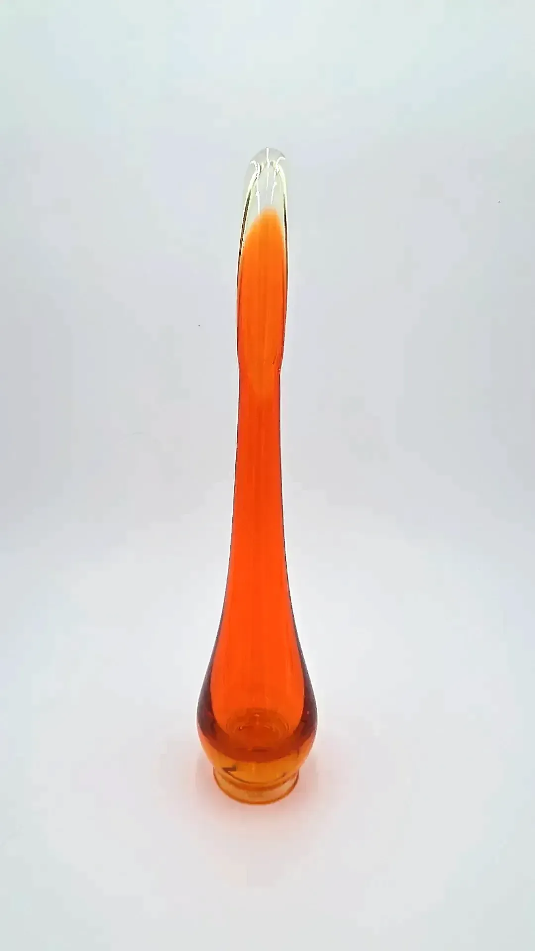Vintage Hand Blown Orange Swung Glass Vase