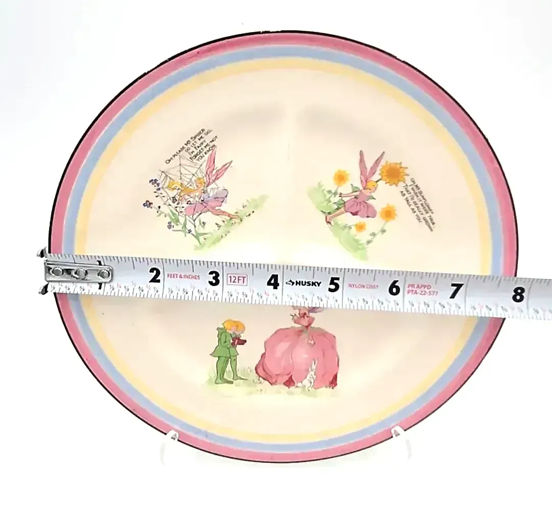 Vintage Fondeville Ambassador Ware England Fairy Divided Child's Plate Flower Fairies