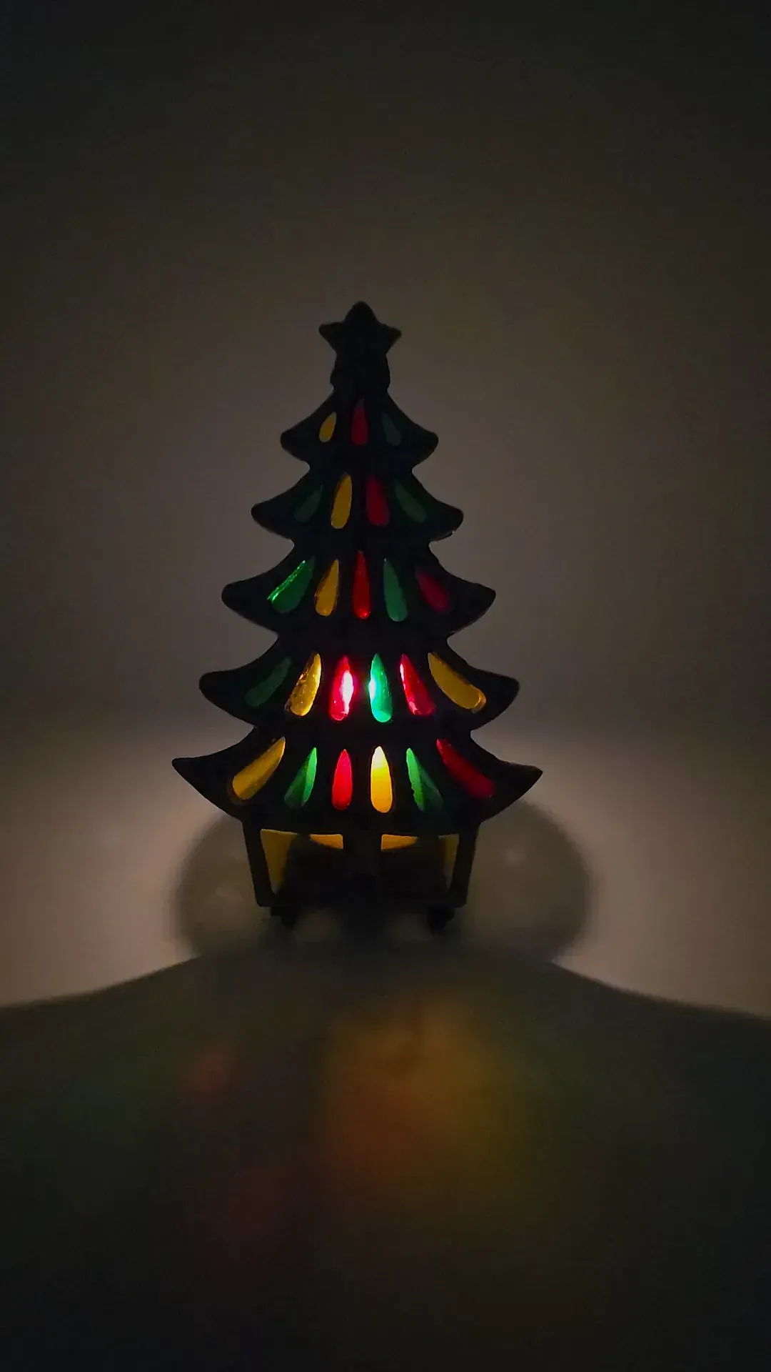 Vintage Stained Glass Cast Iron Christmas Tree Tealight Votive Candle Holder